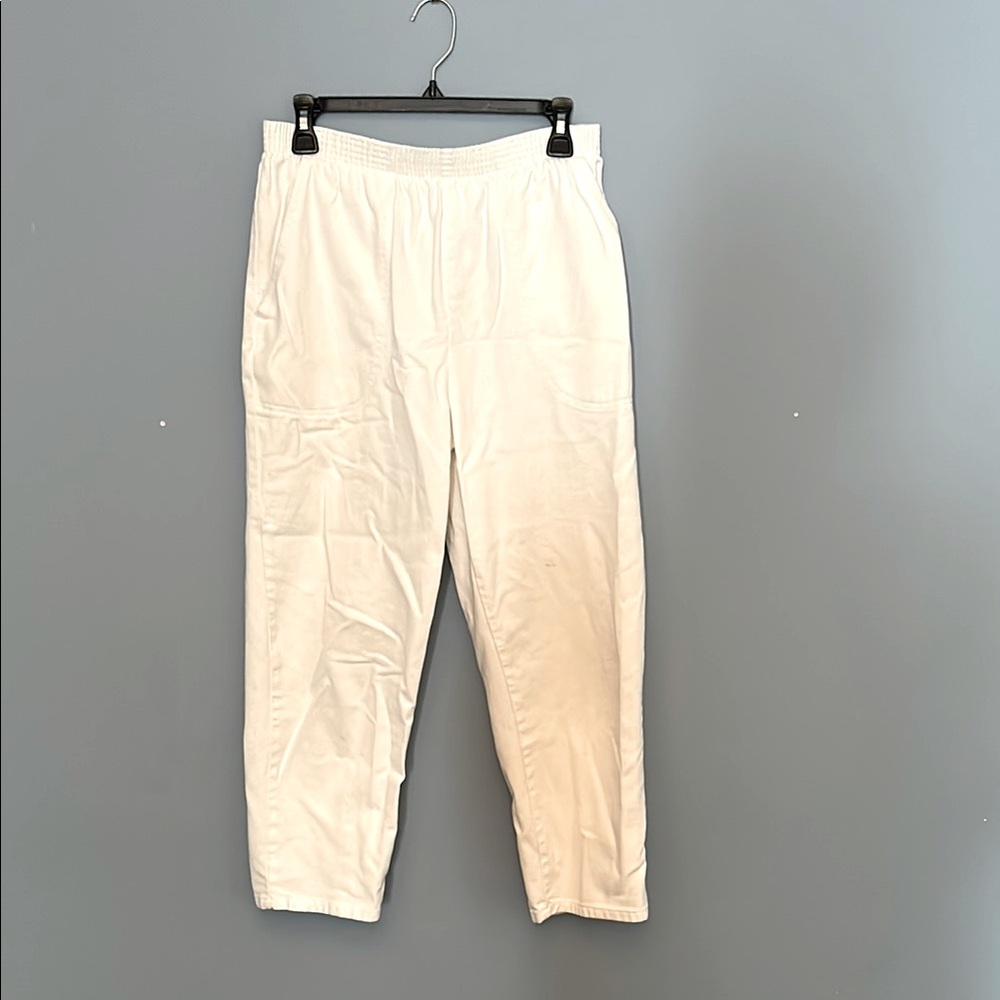 Cream Wide Leg Pants with Relaxed Fit and Minimalist Design